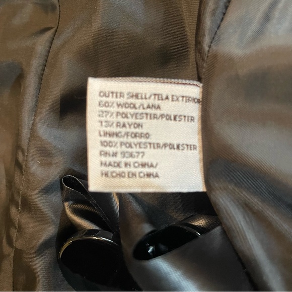 Worthington Petite Black Fitted Double-Breasted Belted Wool Blend Dress Coat PS - Picture 9 of 16